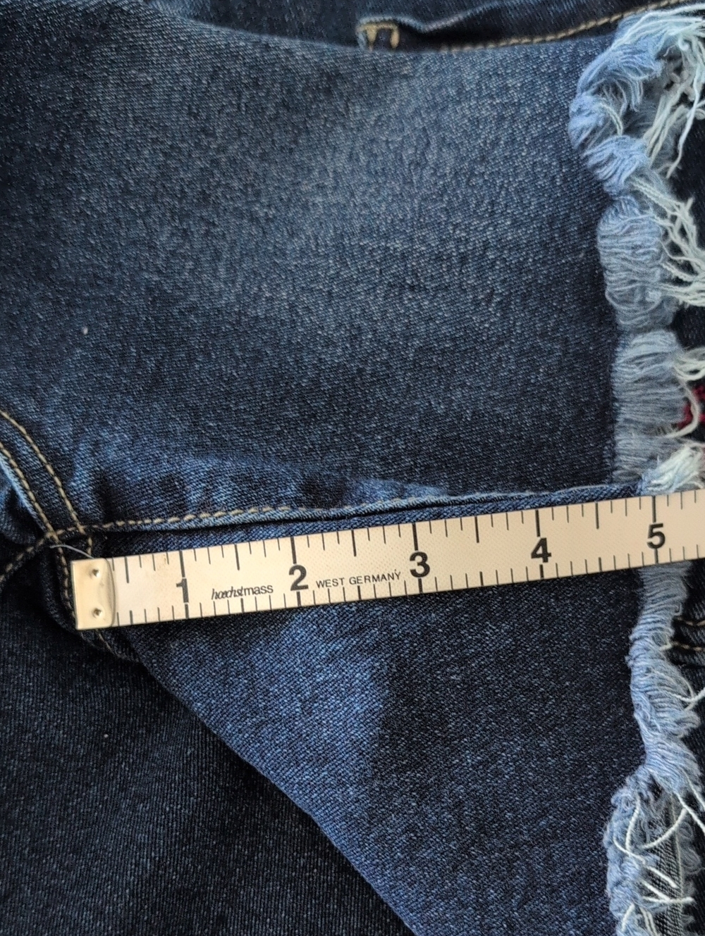 Denim Jean Frayed Hem Shorts Sz 10 Tummy Control Stars & Stripes Royalty For Me - Picture 11 of 12